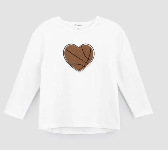 Basketball Heart Print Long Sleeve T-Shirt