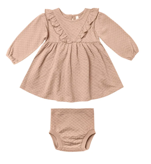 Long Sleeve Ruffle V Dress | Blush