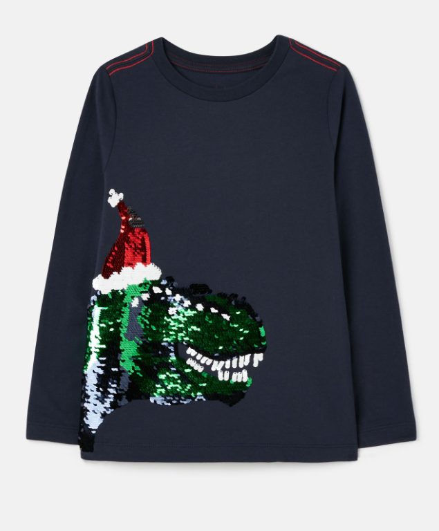 Jack Long Sleeve T Shirt | Festive Dino Navy