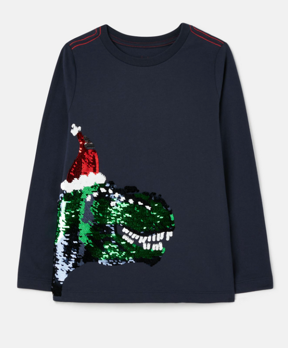 Jack Long Sleeve T Shirt | Festive Dino Navy