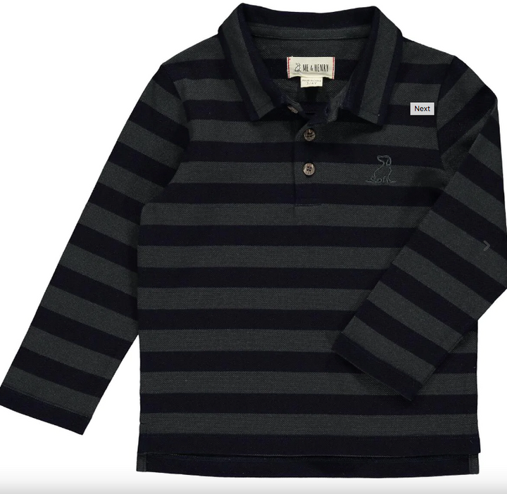 Sumter Pique Polo | Navy and Grey Stripe