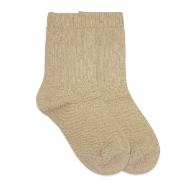 Ribbed Crew Socks | Khaki | 01158