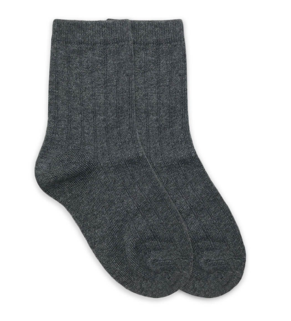 Ribbed Crew Socks | Charcoal | 01158