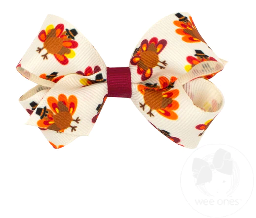 Mini Harvest-Themed Print Grosgrain Bow | Turkey