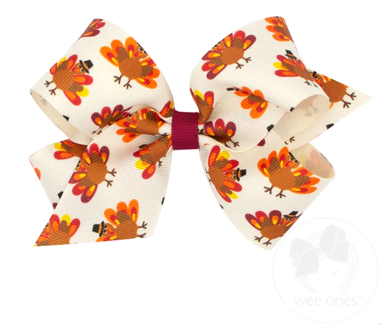 Medium Harvest-Themed Print Grosgrain Bow | Turkey