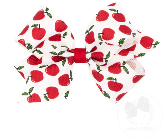 Medium Harvest-Themed Print Grosgrain Bow | Apples