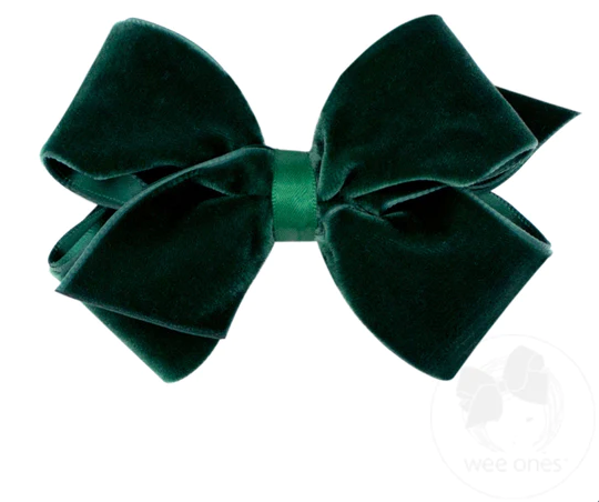 Small Classic Velvet Bow | Forest Green