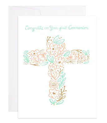 First Communion Floral Cross