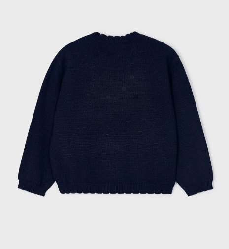 Girls Scallop Edge Sweater | Marino | 4301