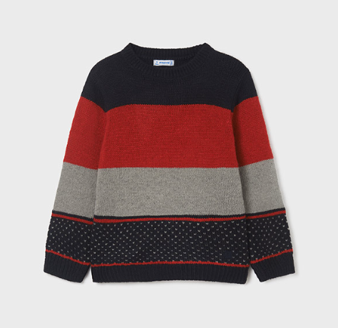 Color Block Sweater | Navy Red | 4384