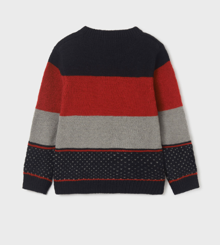 Color Block Sweater | Navy Red | 4384