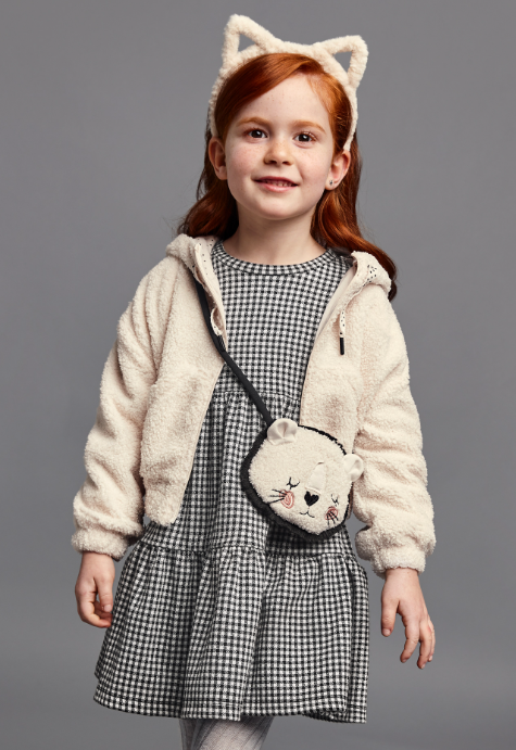 Gingham Dress and Purse Set | Black | 4968