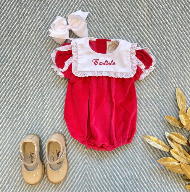 Bea Louise Bubble (Velveteen) | Richmond Red With Worth Avenue White