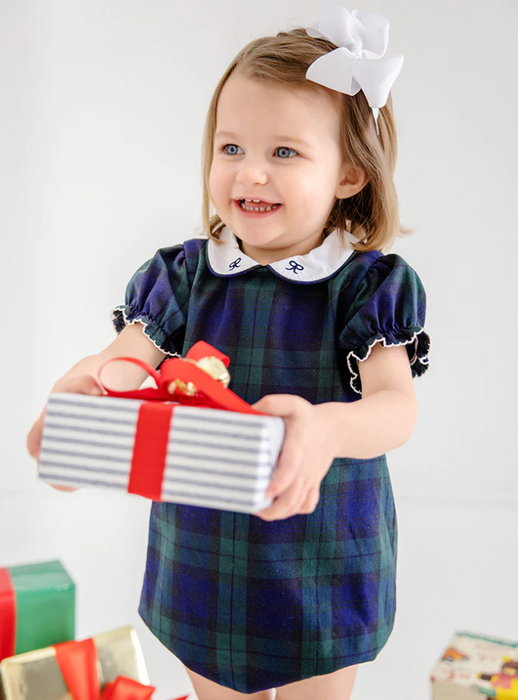 Bedford Bubble | Berwick Black Watch With Worth Avenue White & Nantucket Navy Bows