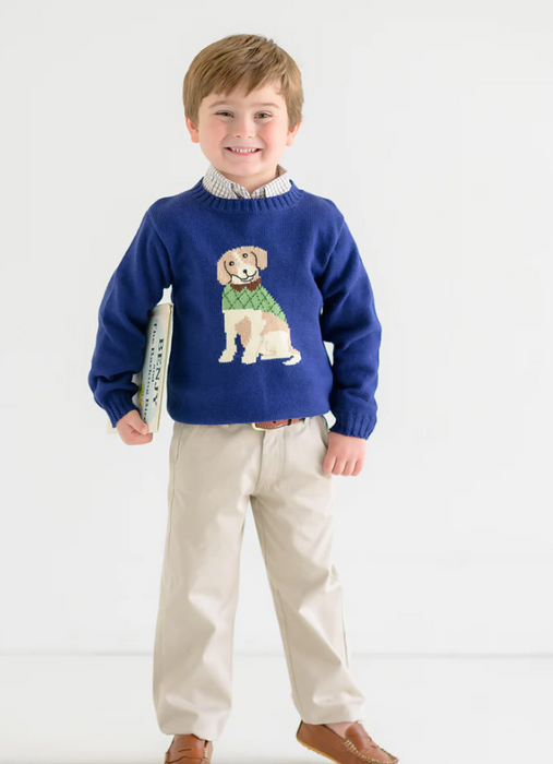 Isaac's Intarsia Sweater (Unisex) | Nantucket Navy With Dog Intarsia