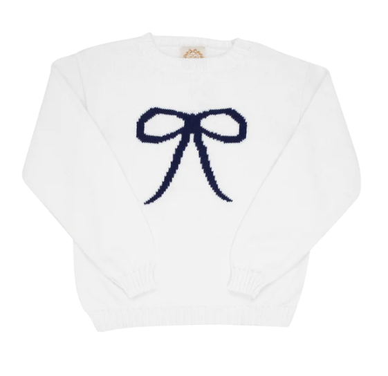Isabelle's Intarsia Sweater | Worth Avenue White with Bow
