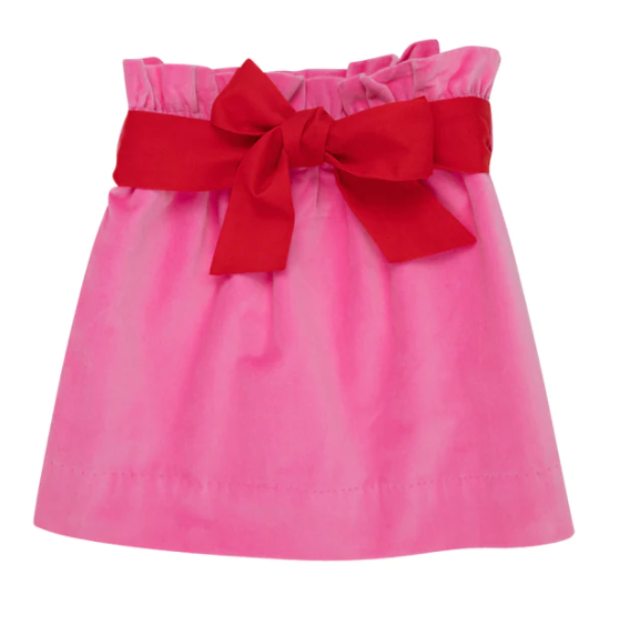 Beasley Bow Skirt (Velveteen) | Hamptons Hot Pink With Richmond Red