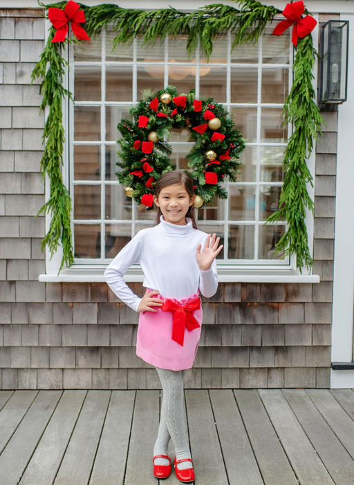 Beasley Bow Skirt (Velveteen) | Hamptons Hot Pink With Richmond Red