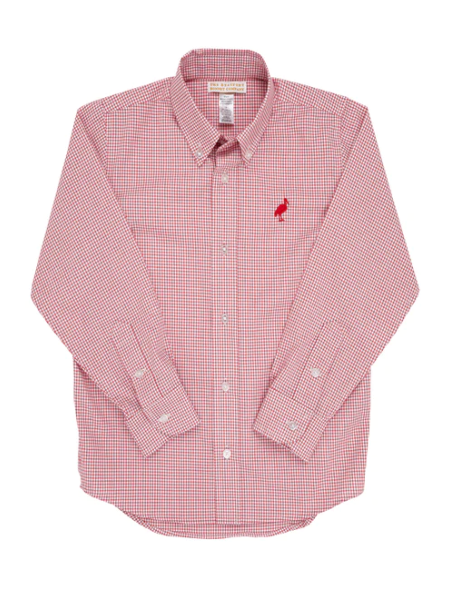 Dean's List Dress Shirt | Richmond Red Windowpane With Richmond Red Stork