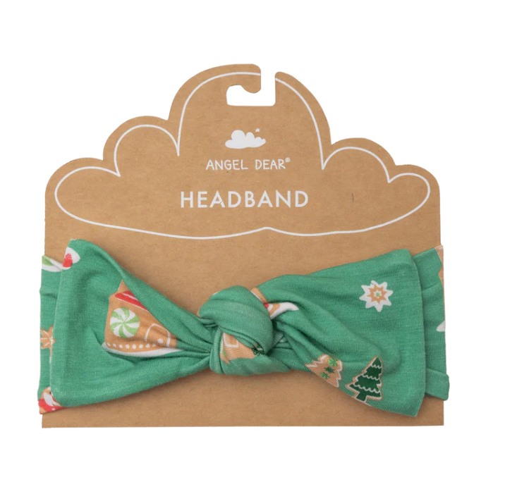 Bamboo Headband | Gingerbread Sleigh Green