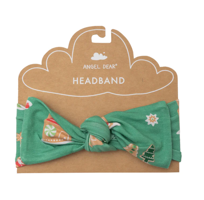 Bamboo Headband | Gingerbread Sleigh Green