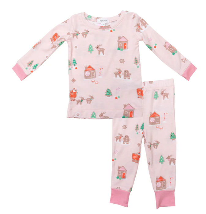 Bamboo Lounge Wear Set | Gingerbread Sleigh Pink