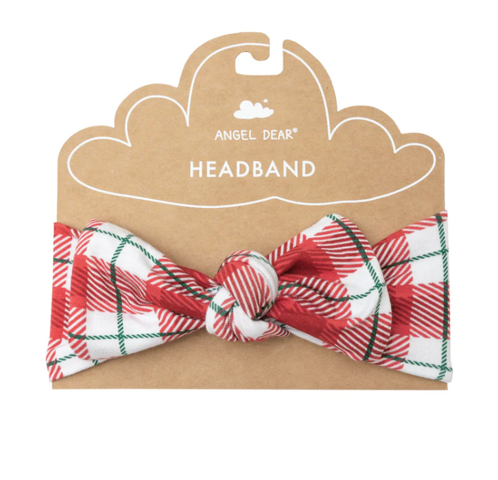 Bamboo Headband | Holiday Red Plaid