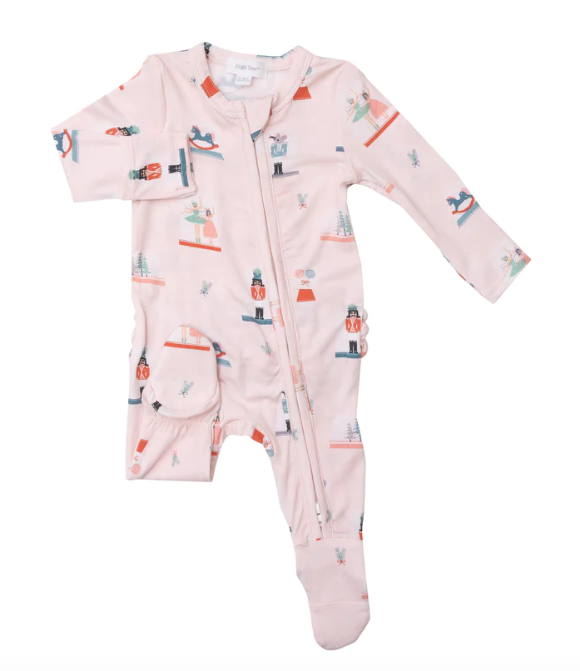 Bamboo Ruffle Zipper Footie | Nutcracker Globes