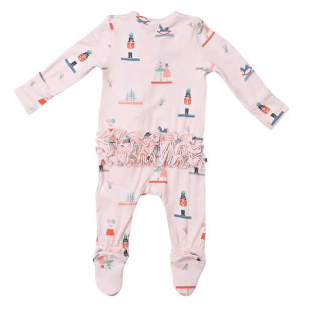 Bamboo Ruffle Zipper Footie | Nutcracker Globes