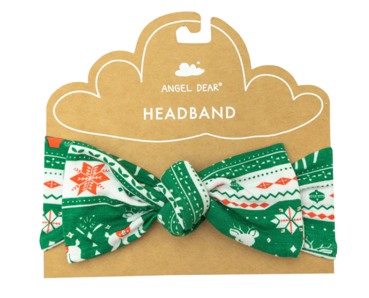 Bamboo Headband | Vintage Deer Fair Isle Jolly Green