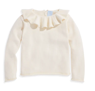 Ruffle Neck Pullover | Ivory