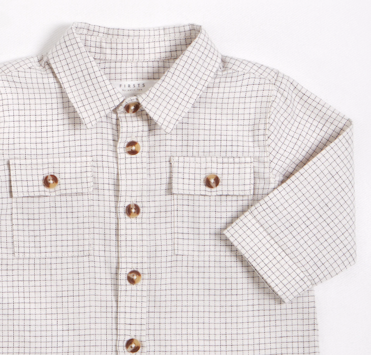 Grid Print Flannel Shirt & Pant Set