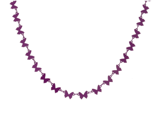 Purple Enamel Butterfly Link Necklace