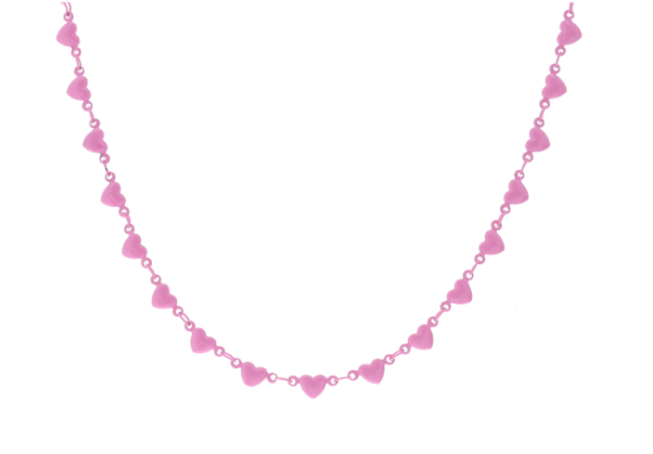 Light Pink Enamel Heart Link Necklace
