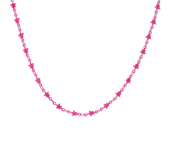 Hot Pink Enamel Star Link Necklace