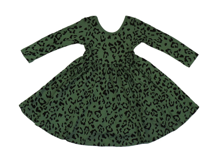 Kyte Printed Long Sleeve Twirl Dress | Hunter Leopard