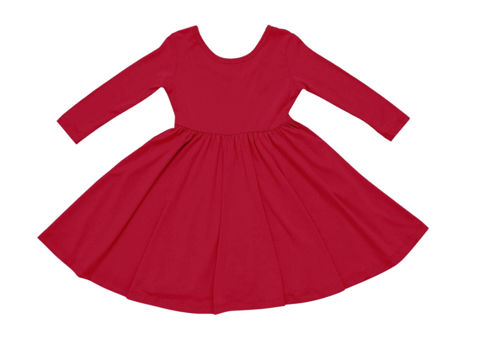 Kyte Long Sleeve Twirl Dress | Cardinal
