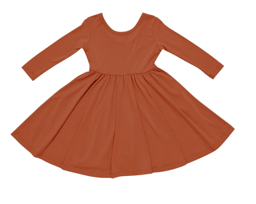 Kyte Long Sleeve Twirl Dress | Rust