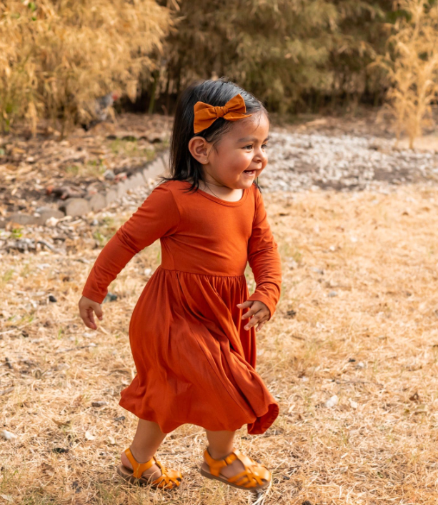 Kyte Long Sleeve Twirl Dress | Rust