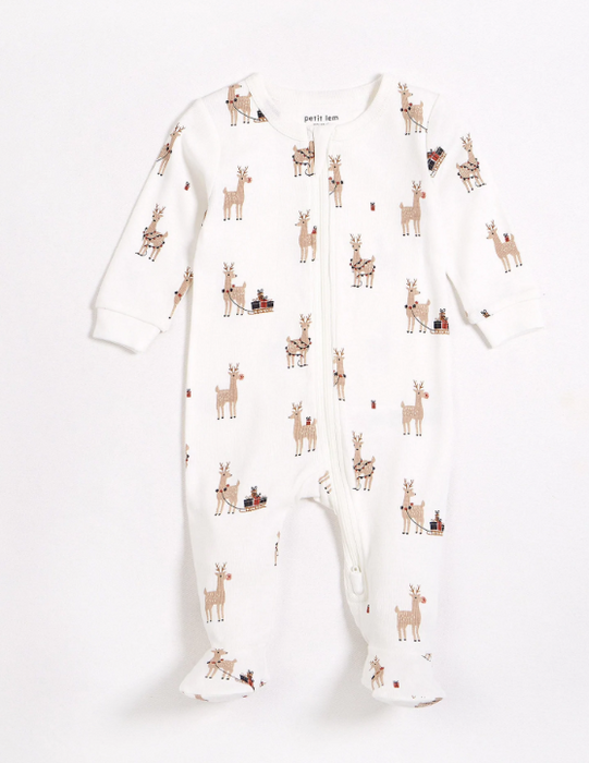 Rudy and Reindeer Print Sleeper | Off White