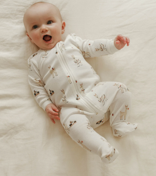 Rudy and Reindeer Print Sleeper | Off White