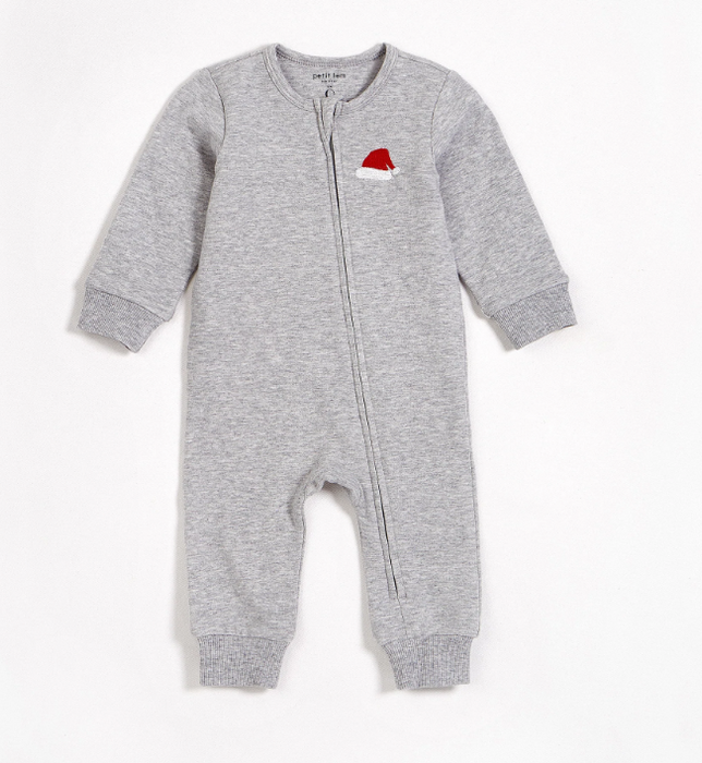 Santa Baby Fleece Sleeper | Heather Grey