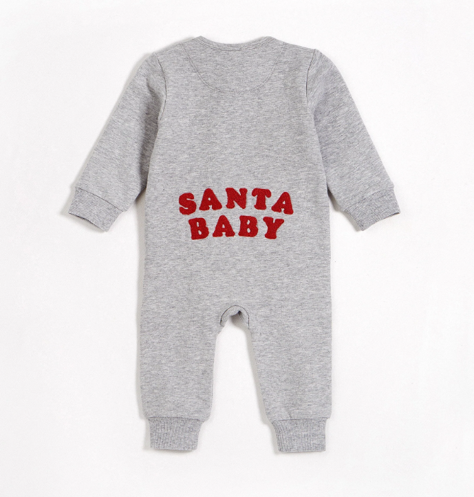 Santa Baby Fleece Sleeper | Heather Grey