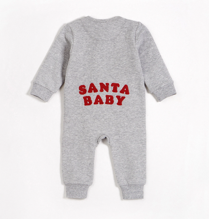 Santa Baby Fleece Sleeper | Heather Grey