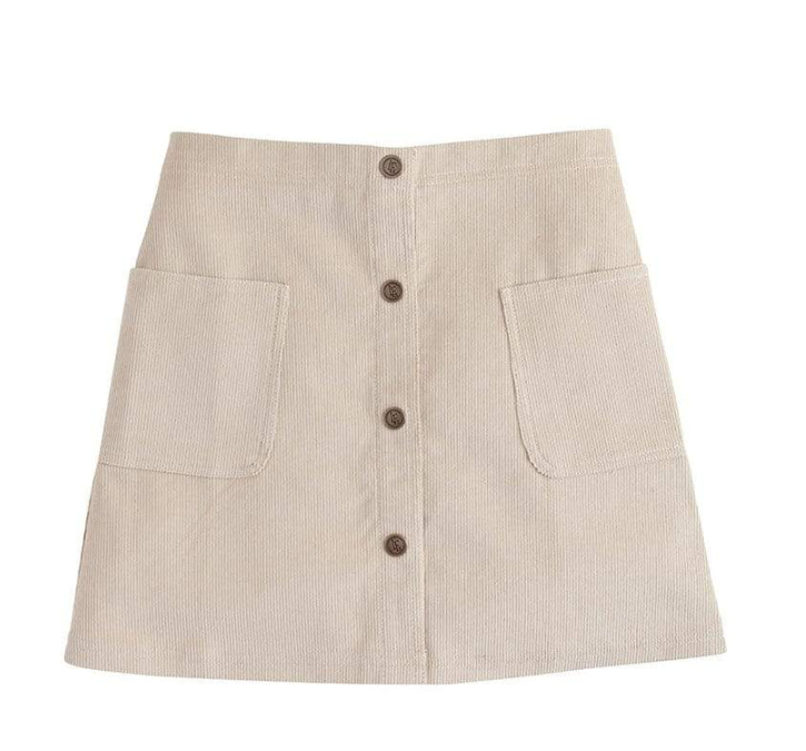 Emily Pocket Skirt | Khaki Corduroy