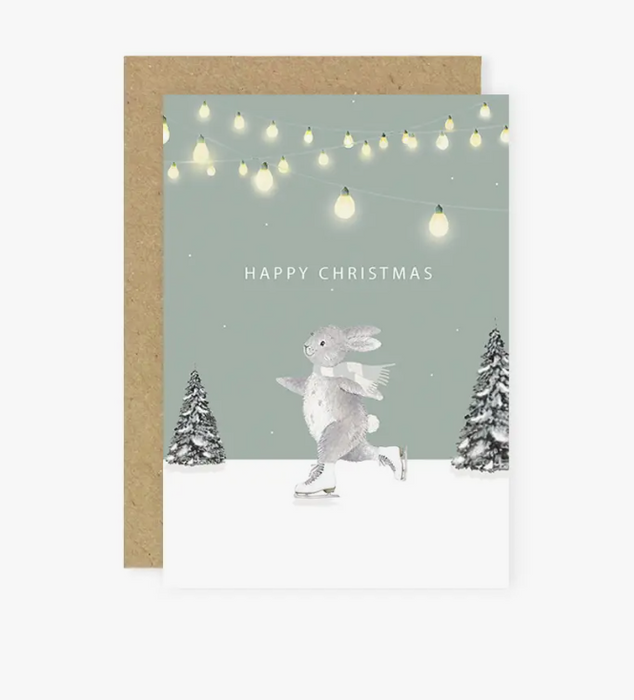 Skating Bunny Christmas Card