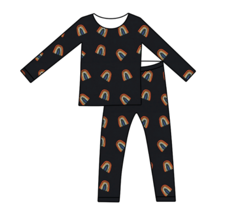 Kyte Baby Printed Toddler Pajama Set Rust Rainbow Midnight