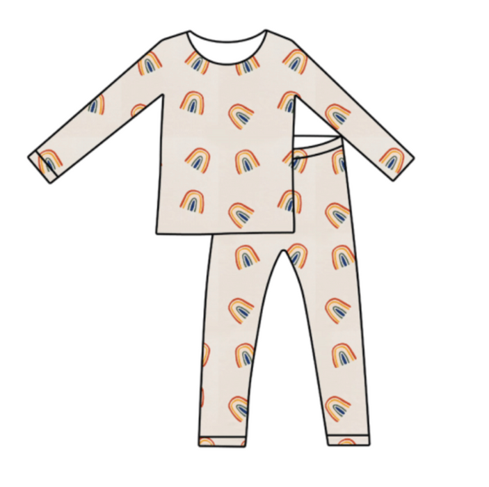 Kyte Baby Printed Toddler Pajama Set Rust Rainbow Oat