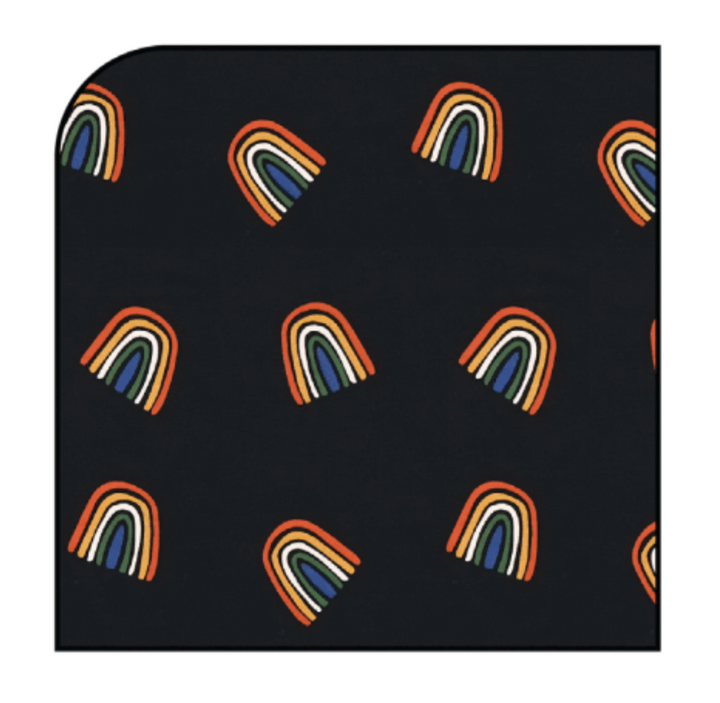 Kyte Baby Printed Crib Sheet Rust Rainbow Midnight