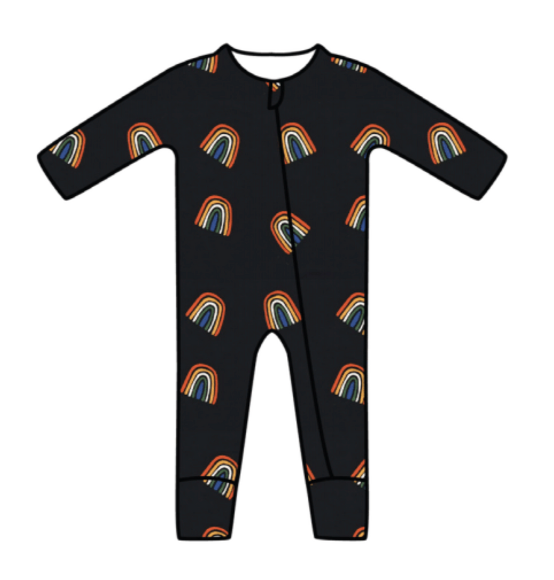 Printed Zippered Romper Rust Rainbow Midnight